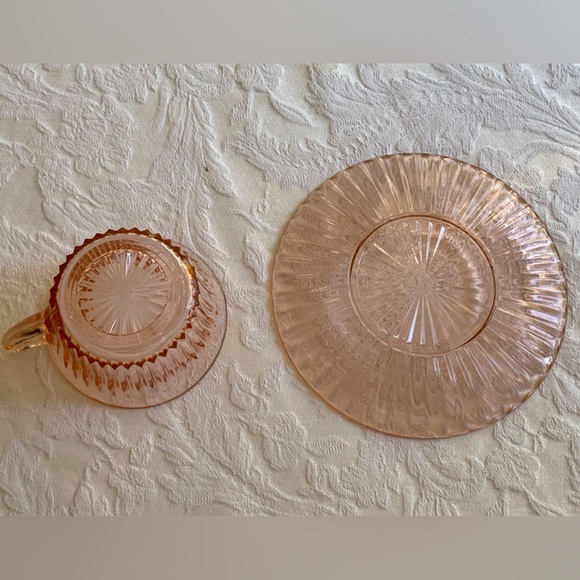 Pink Depression Glass Cup and Saucer - Picture 6 of 9